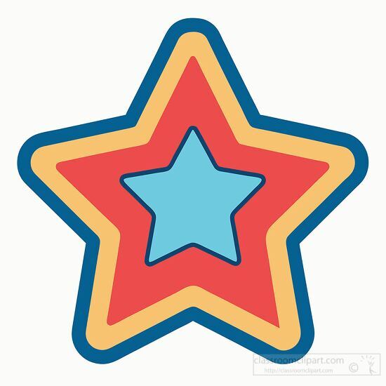 star sticker with a blue star in the center and a multicolored border clipart