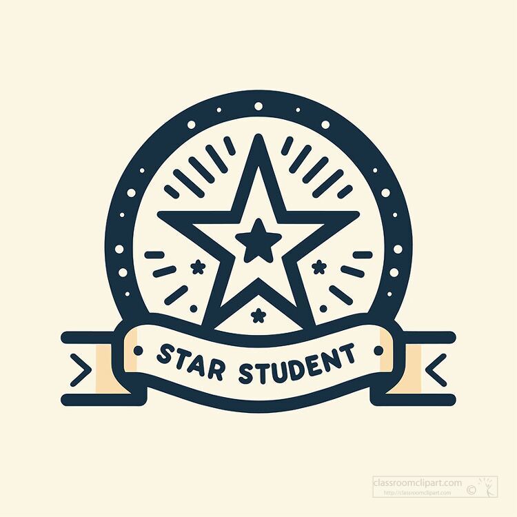 star student badge with a star and a ribbon