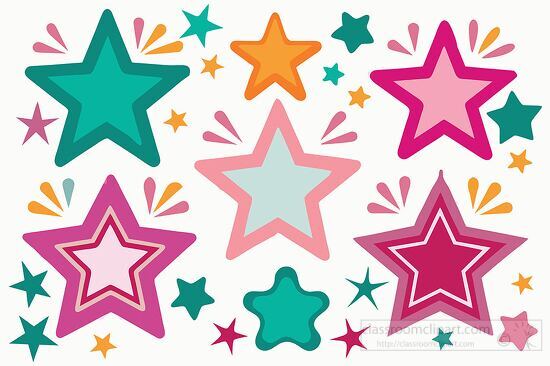 stars with decorative accent shapes and elements