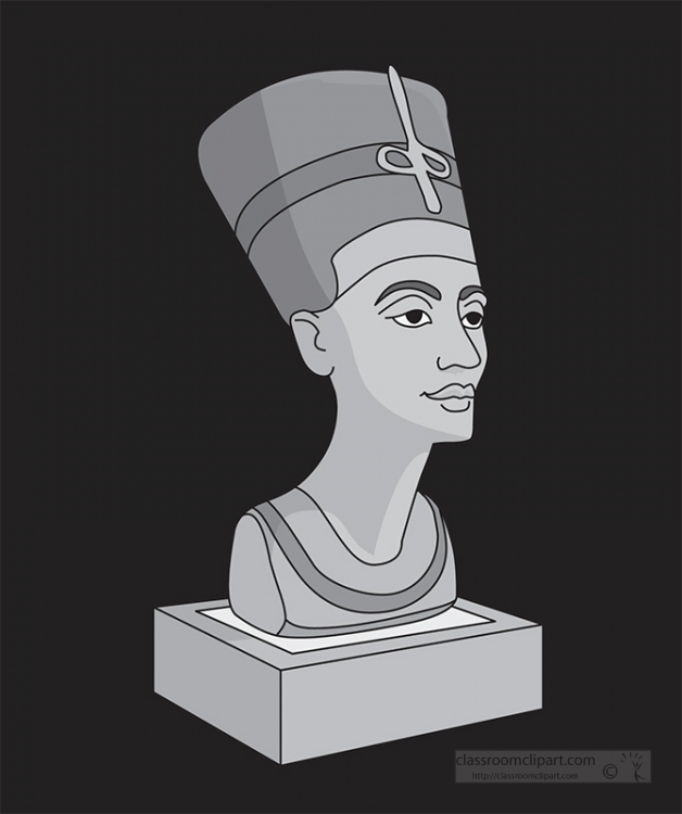 statue nefertiti ancient egyptian art gray color clipart