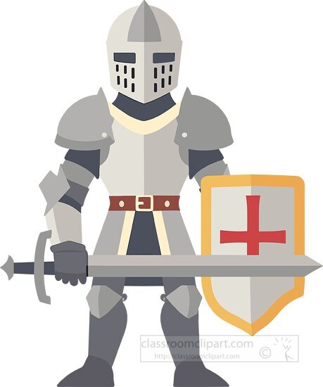 stern knight clad in silver armor wielding a large sword