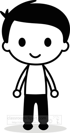 Children Outline Clipart-stick figure kid6 black outline