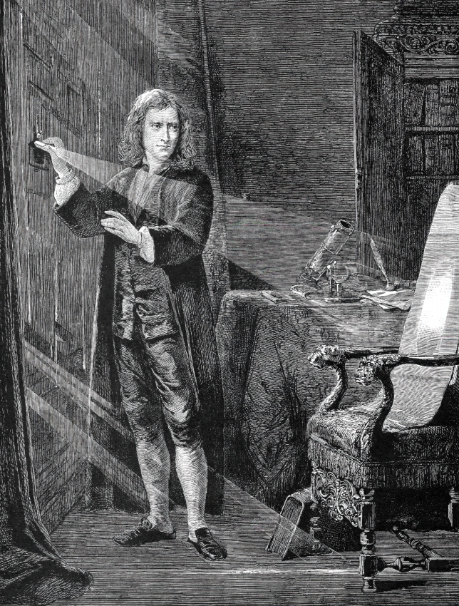 Newton analysing the ray of light - Classroom Clip Art