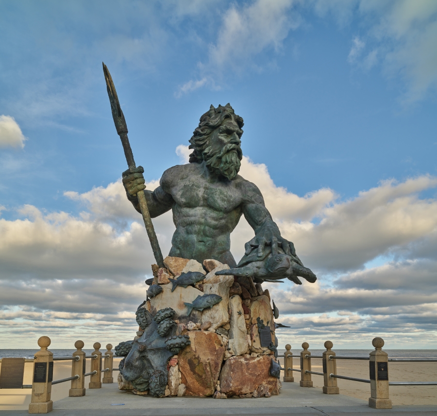 Statue of Neptune King of the Seas on the boardwalk in Virginia Classroom Clip Art