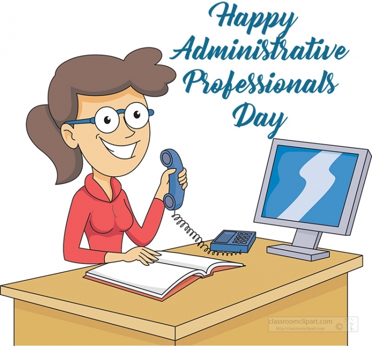 administrative professionals day at desk happy Classroom Clip Art
