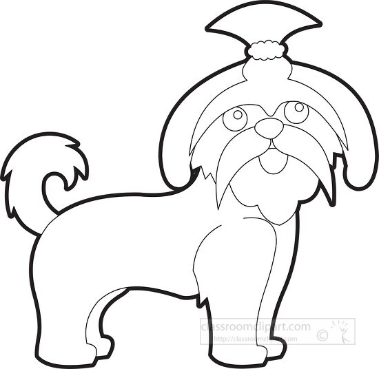 Animal Outline Clipart-adorable brown shih tzu dog with bow in hair ...
