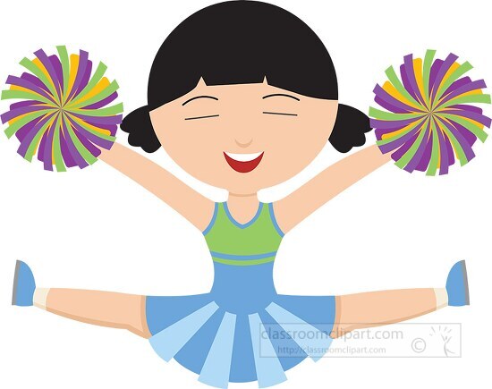 Free asian cheerleader jumping in air splits clipart - Classroom Clipart