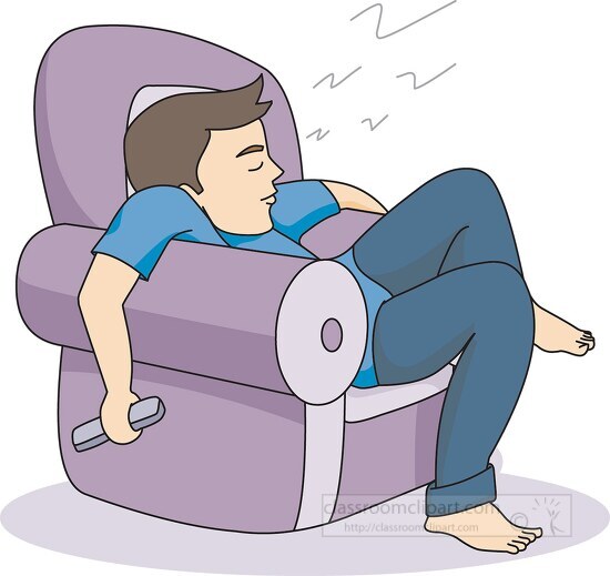 asleep in chair while watching tv - Classroom Clip Art