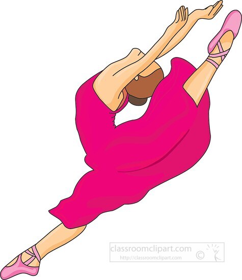 Free ballerina performing dance in pink flowing dress clipart