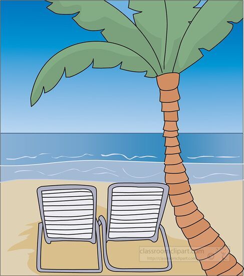 Summer Clipart - beach palm trees ocean 3 - Classroom Clipart