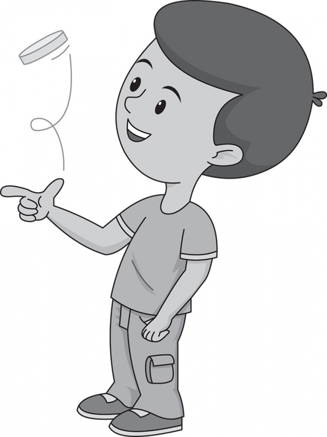 boy tossing coin Classroom Clip Art
