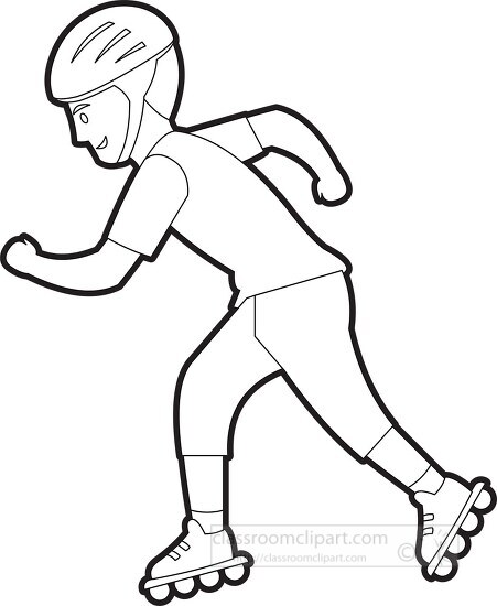 Sports Outline Clipart-boy wearing helmet rollerblading printable cutout