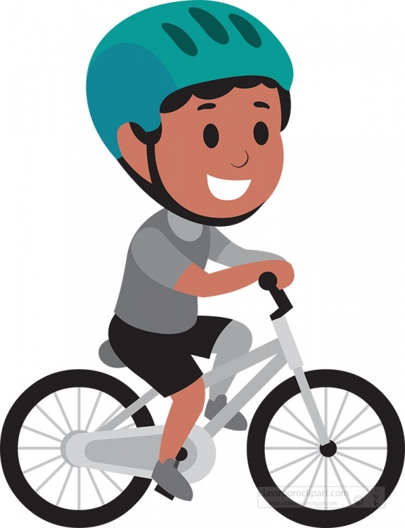 Boy wearing purple helmet rides a two wheeled Bicycle Sports gra ...