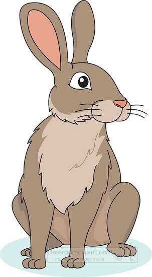 brown rabbit sits on hind legs clipart - Classroom Clip Art