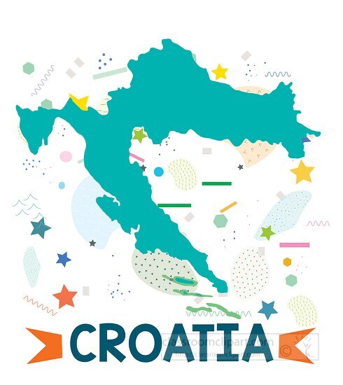 croatia illustrated stylized map - Classroom Clip Art