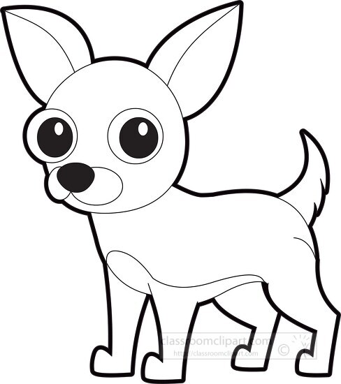 Animal Outline Clipart-cute big eyed small chihuahua dog green ...