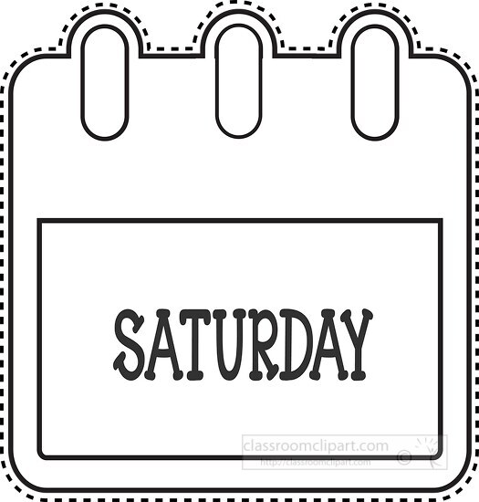 day of the week calendar saturday outline - Classroom Clip Art