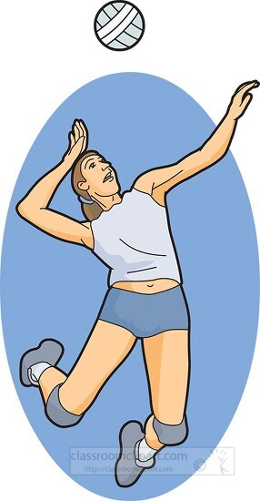female volleyball player hits ball clipart - Classroom Clip Art