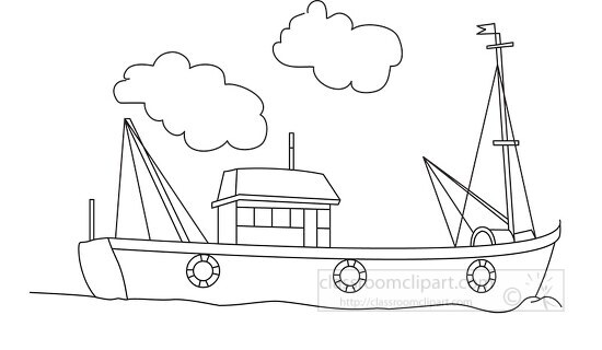fishing boat outline 123 - Classroom Clip Art