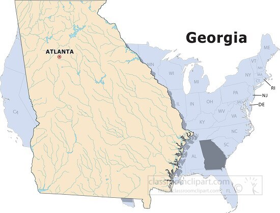 Georgia state large usa map clipart - Classroom Clip Art