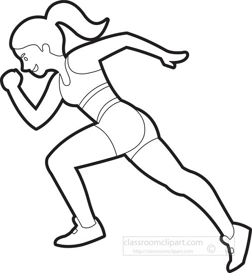 Sports Outline Clipart-girl competing in sprints race over short ...