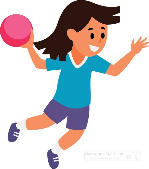 girl prepares to throw pink ball while playing Handball Clipart ...