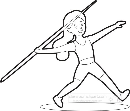 Sports Outline Clipart-girl prepares to throw spear in javelin throw ...