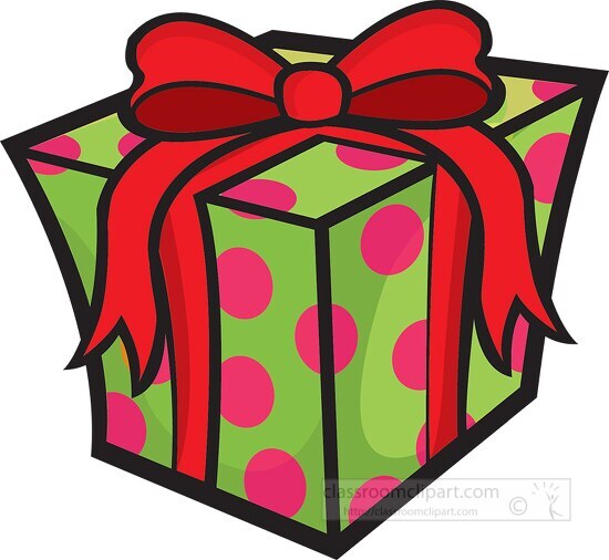 green-with-red-polk-a-dot-gift-wrap-with-red-bow-clipart-classroom