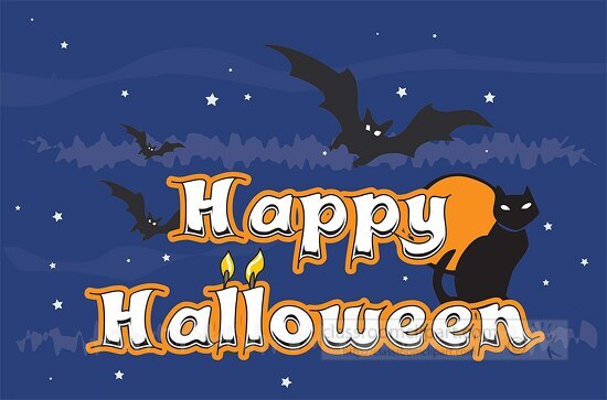 happy halloween word with bats clipart - Classroom Clip Art