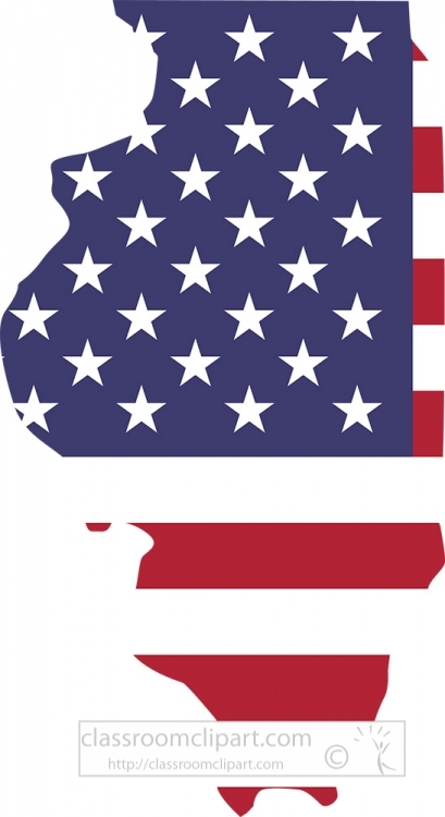 Illinois State Clipart-illinois state map with american flag overlay