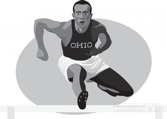 Jesse Owens Athlete Gray Color Clipart Classroom Clip Art