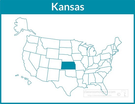 us map state kansas square clipart image - Classroom Clip Art