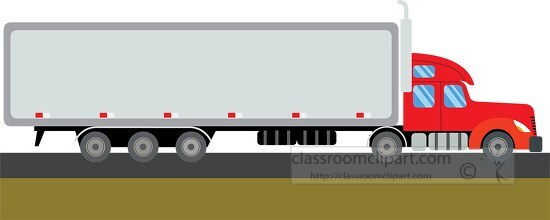Truck Clipart-large red cab and engine with separate trailer unit that ...