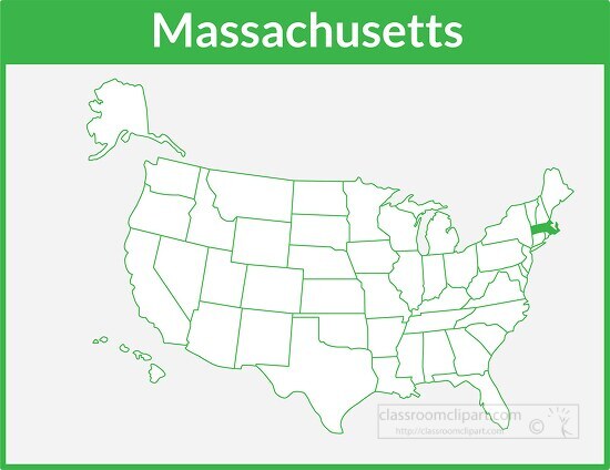 massachusetts map square color outline clipart - Classroom Clip Art