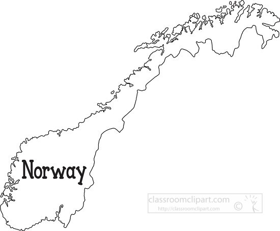 norway black outlne map - Classroom Clip Art