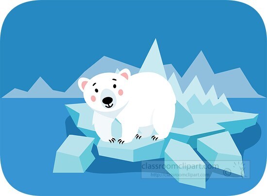 Bear Clipart-polar bear standing on piece of broken ice clipart