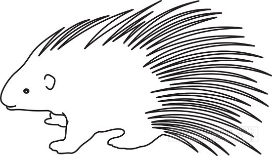 Porcupine Clipart-porcupine with long spines outline cutout printable clip art