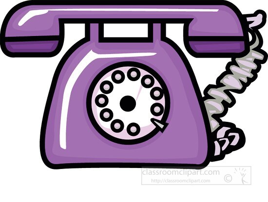 purple corded phone cartoon style - Classroom Clip Art