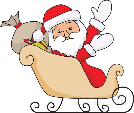 santa on sleigh christmas - Classroom Clip Art