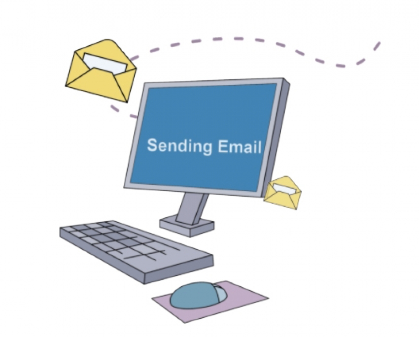 Sending Email On Computer Animated Clipart - Classroom Clip Art