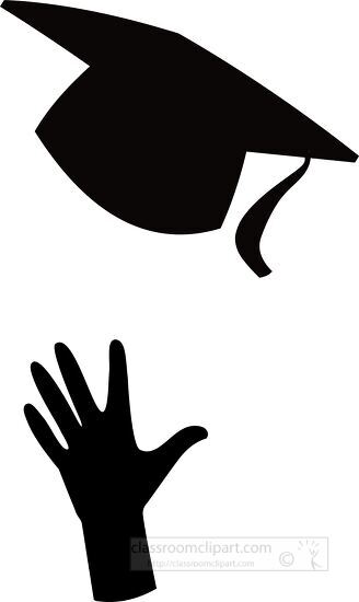 silhouette of hand throwing up graduation cap clipart - Classroom Clip Art