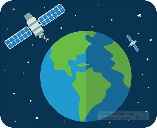 sSatellites in space orbiting the earth Clipart Classroom Clipart