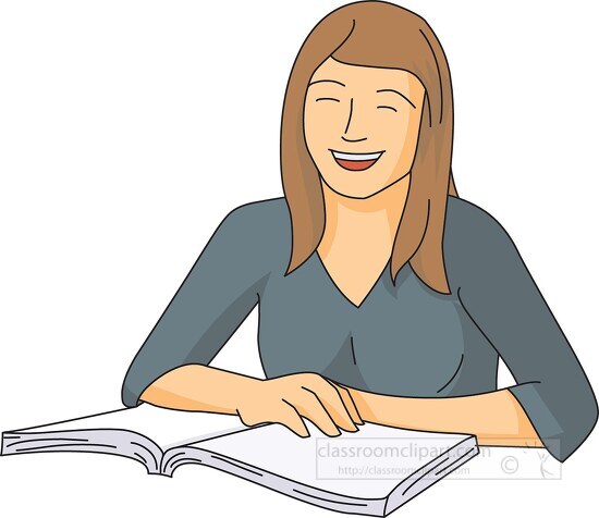 student wiith open book 05A - Classroom Clip Art