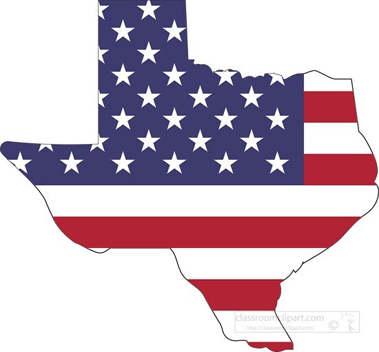 Free texas map with american flag - Classroom Clipart