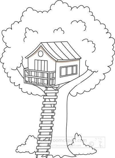 shops clipart black and white tree