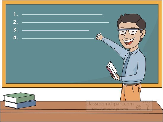 university lecturer writing on blackboard clipart - Classroom Clip Art