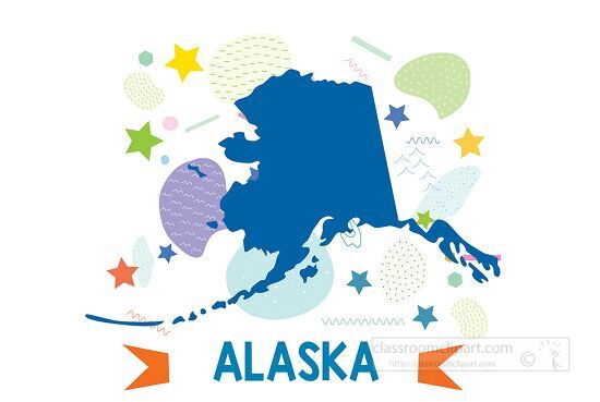 scrolled usa map showing alaska state map flag clipart - Classroom Clip Art