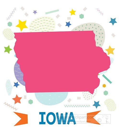 usa iowa illustrated stylized map - Classroom Clip Art