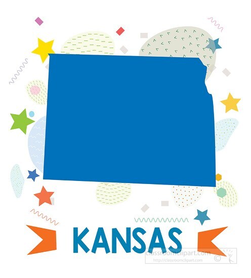 US State Maps Clipart-usa kansas illustrated stylized map