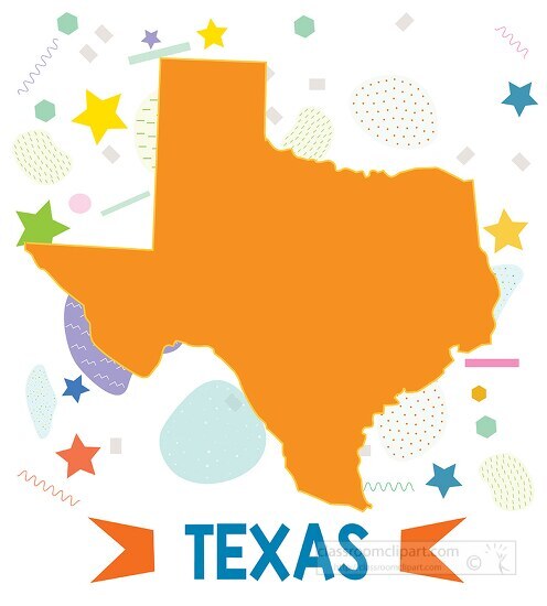 State Of Texas Flag Classroom Clip Art   Stock Vector Usa Texas Illustrated Stylized Map 48645 